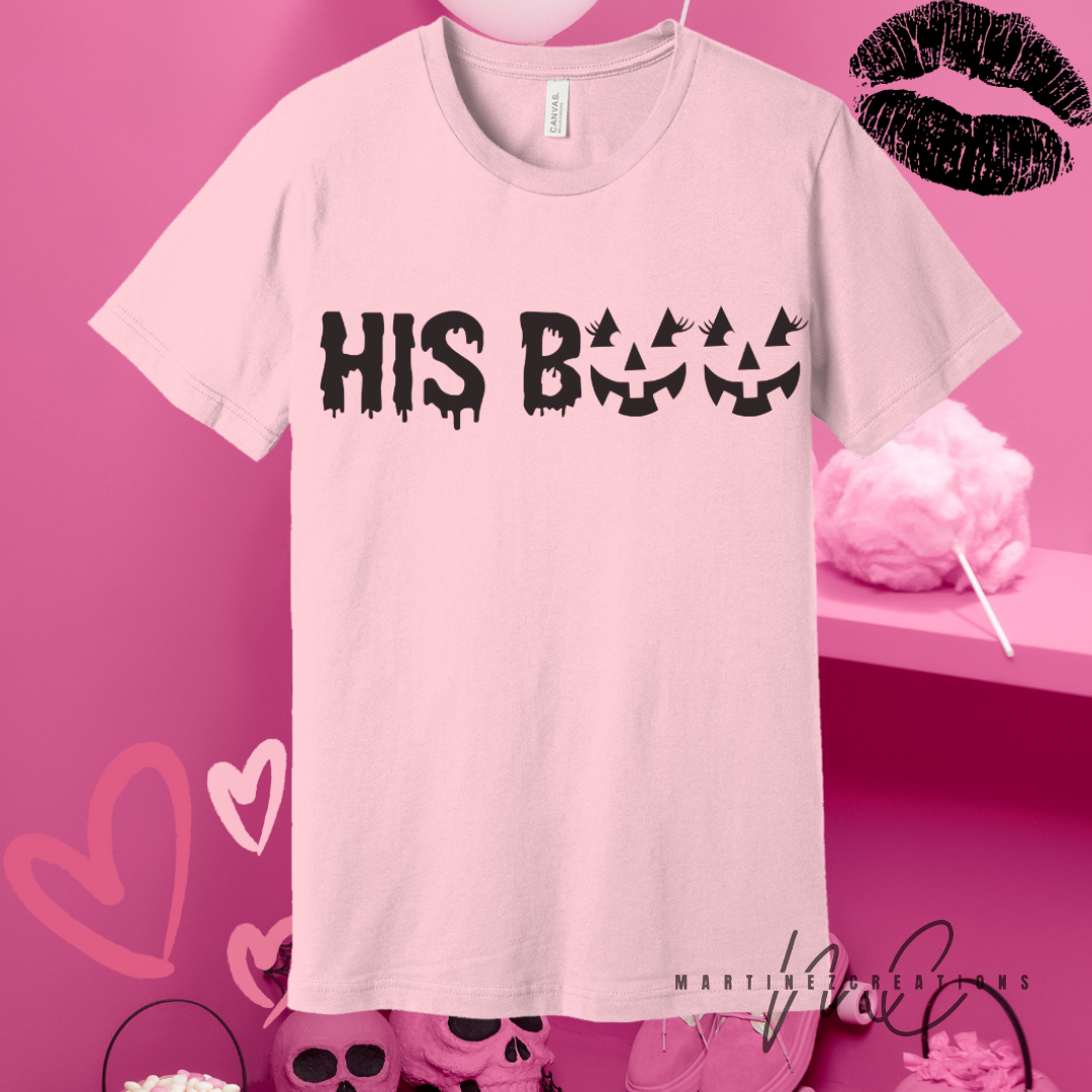 His Boo Pink Tshirt - Martinez Creations
