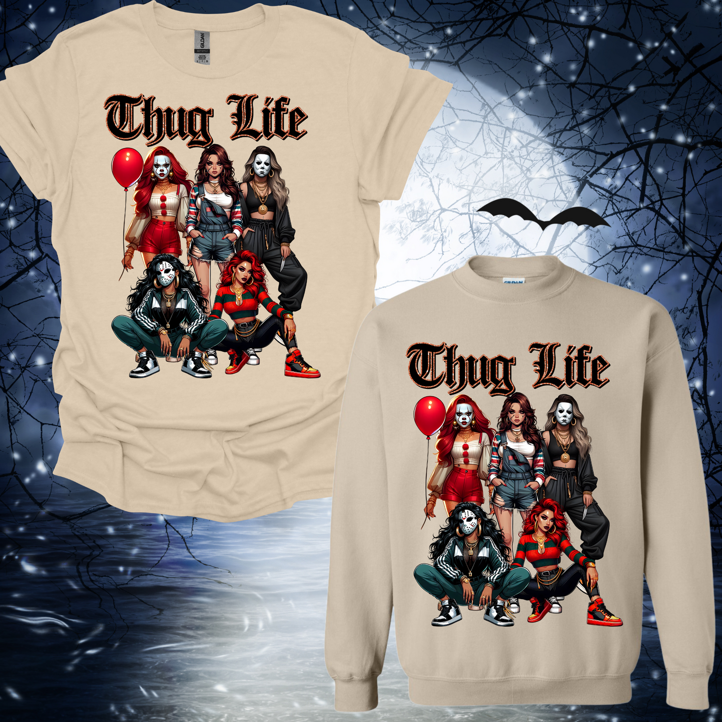 Thug Life Ladies Beige oversized sweater/tshirt - Martinez Creations