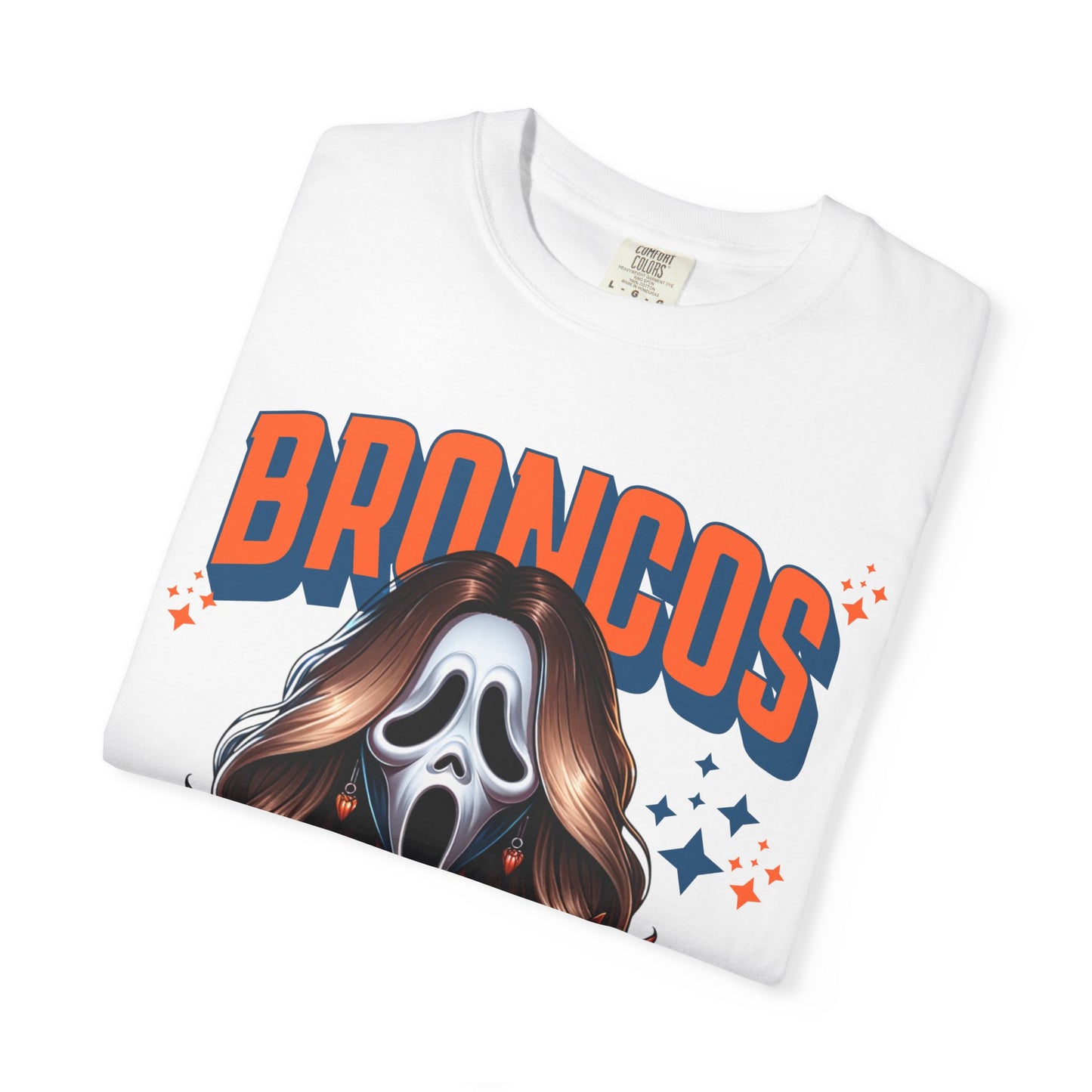 Unisex Garment-Dyed T-Shirt with Ghost Face and Football Design, Perfect for Game Day, Halloween, Casual Wear, Fans, Gifts