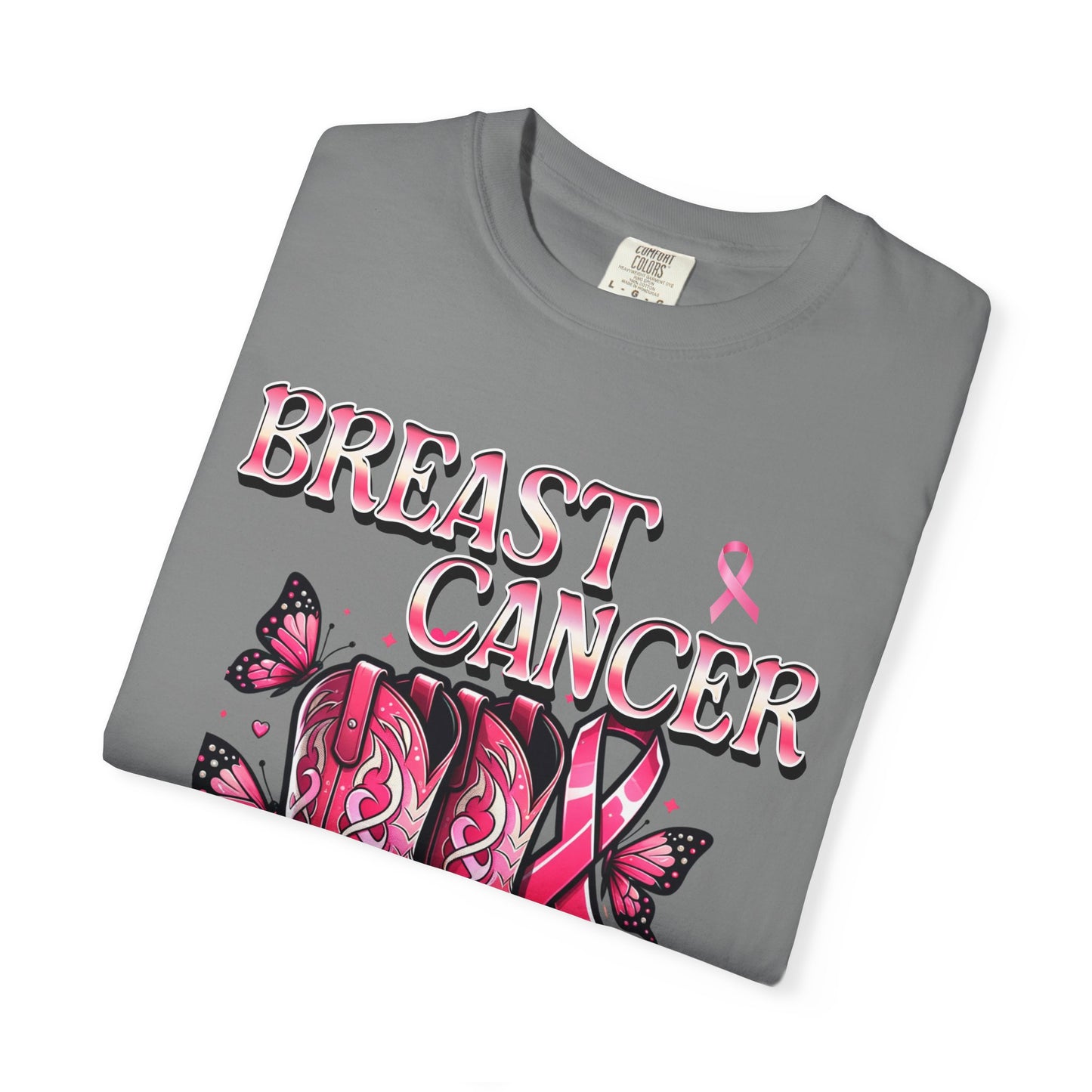 Breast Cancer Awareness T-shirt, Cowboy Boots Design, Supportive Tee, Gift for Her, Pink Ribbon Shirt, Charity Apparel