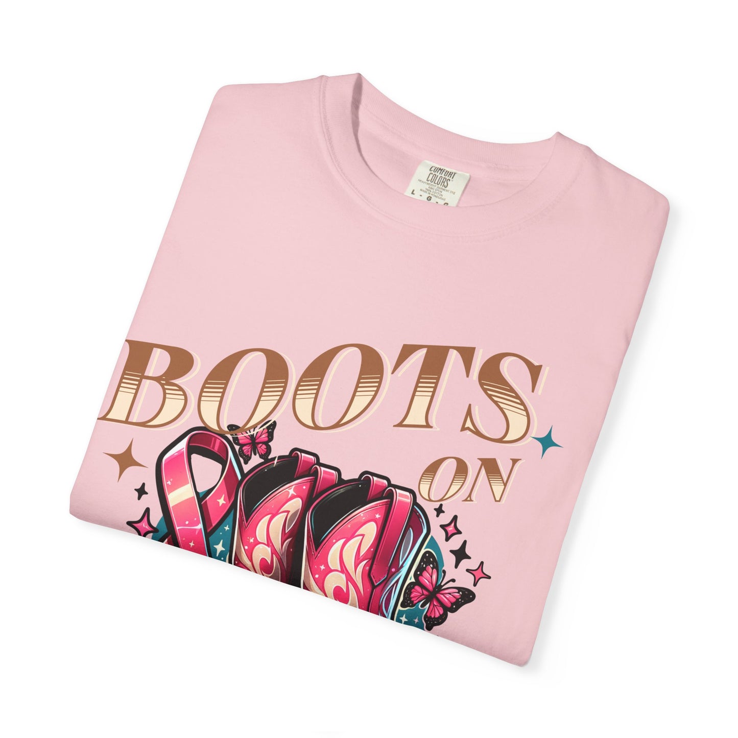 Breast Cancer T-Shirt: Boots on the Ground, Unisex Shirt, Texas Style Tee, Western Fashion, Pink Ribbon Support, Gift for Her