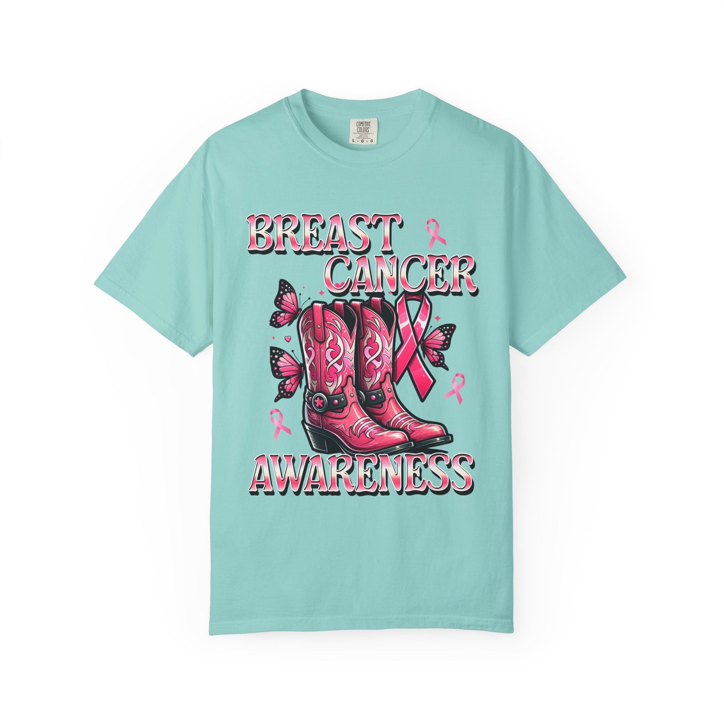 Breast Cancer Awareness T-shirt, Cowboy Boots Design, Supportive Tee, Gift for Her, Pink Ribbon Shirt, Charity Apparel