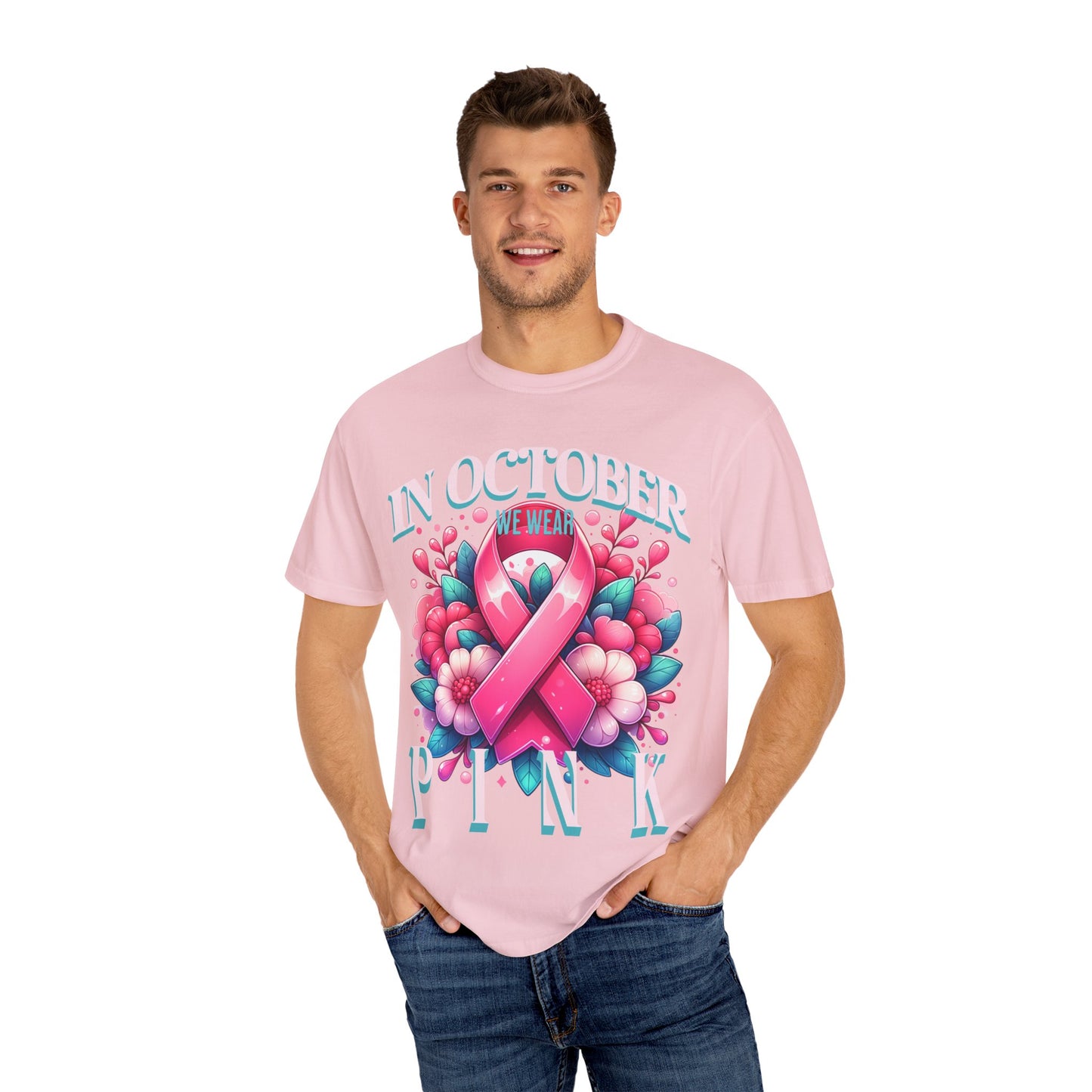 Pink Ribbon Awareness T-Shirt - Unisex Garment-Dyed Tee for Breast Cancer Awareness, Support Month, Gifts for Her, October Events, [...]