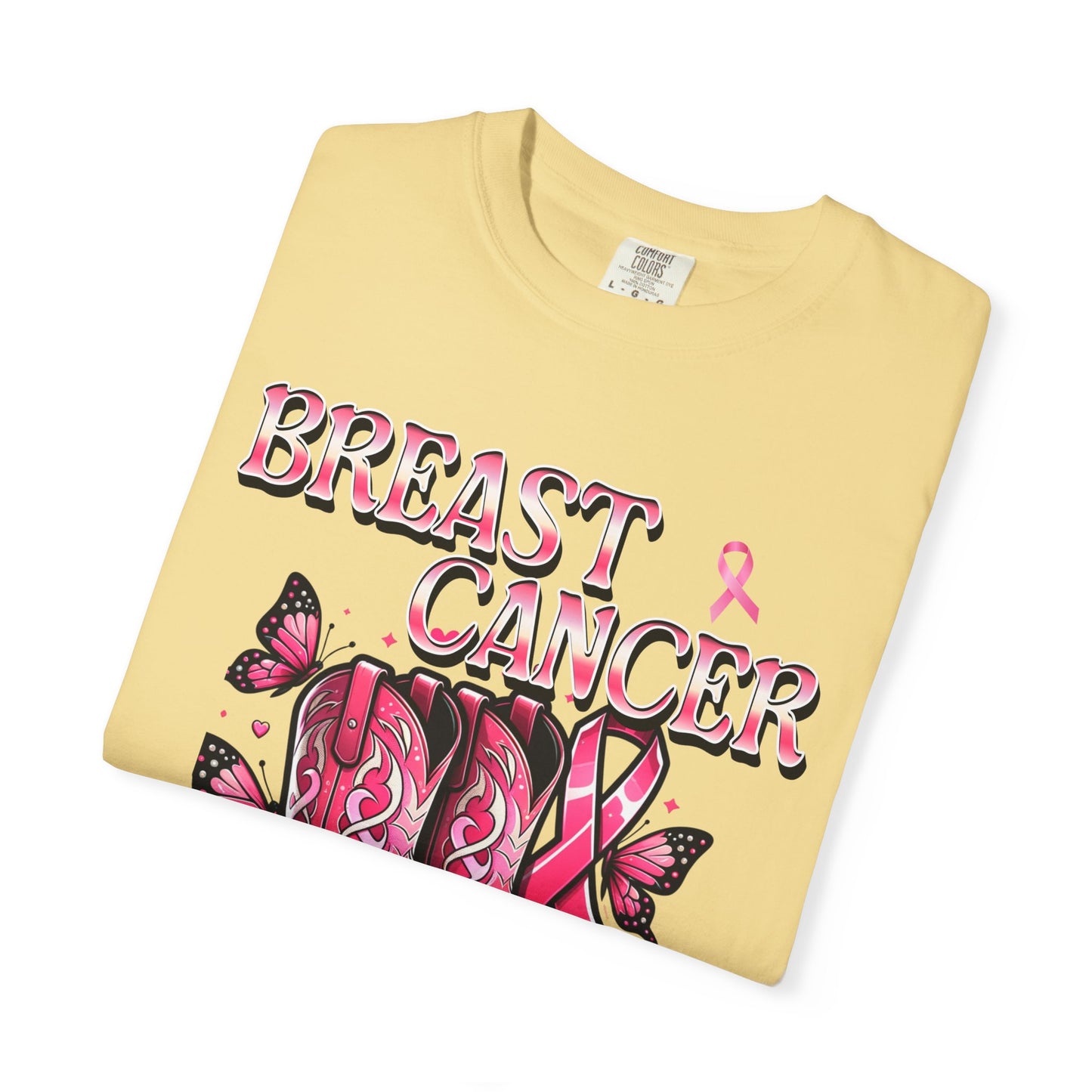 Breast Cancer Awareness T-shirt, Cowboy Boots Design, Supportive Tee, Gift for Her, Pink Ribbon Shirt, Charity Apparel