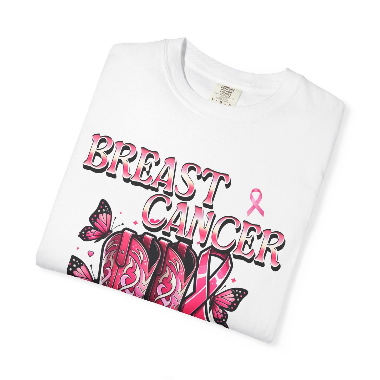 Breast Cancer Awareness T-shirt, Cowboy Boots Design, Supportive Tee, Gift for Her, Pink Ribbon Shirt, Charity Apparel