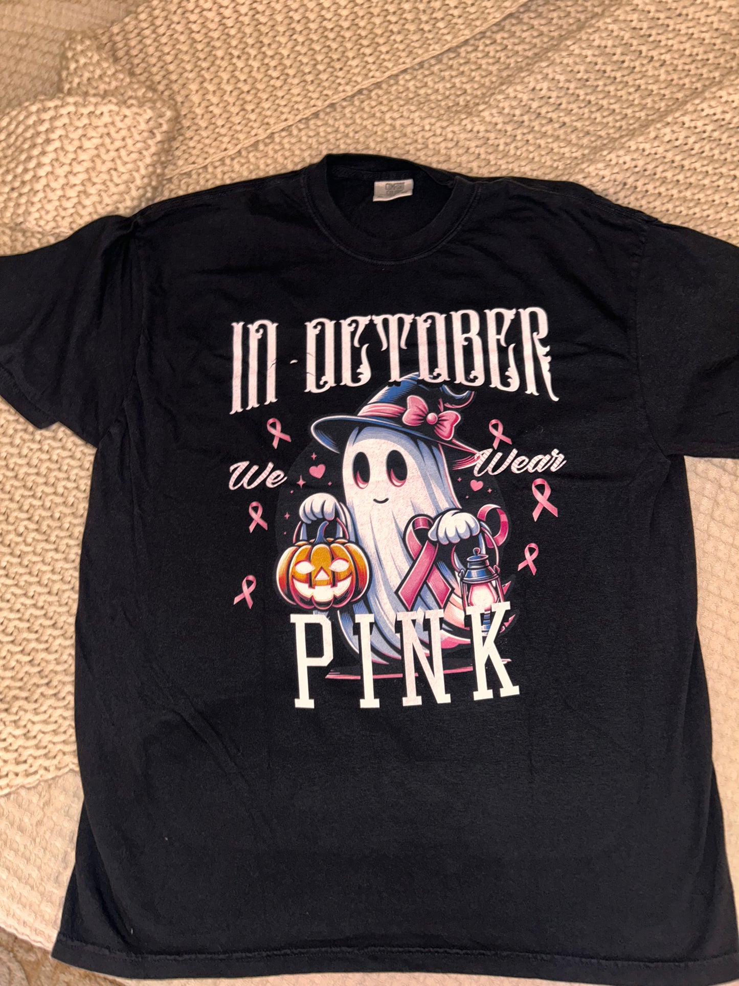 Halloween In October-Inspired Unisex T-shirt with Ghost Design, Spooky Graphic Tee, October Celebration Wear, Pink Ribbon Awareness Apparel, [...]