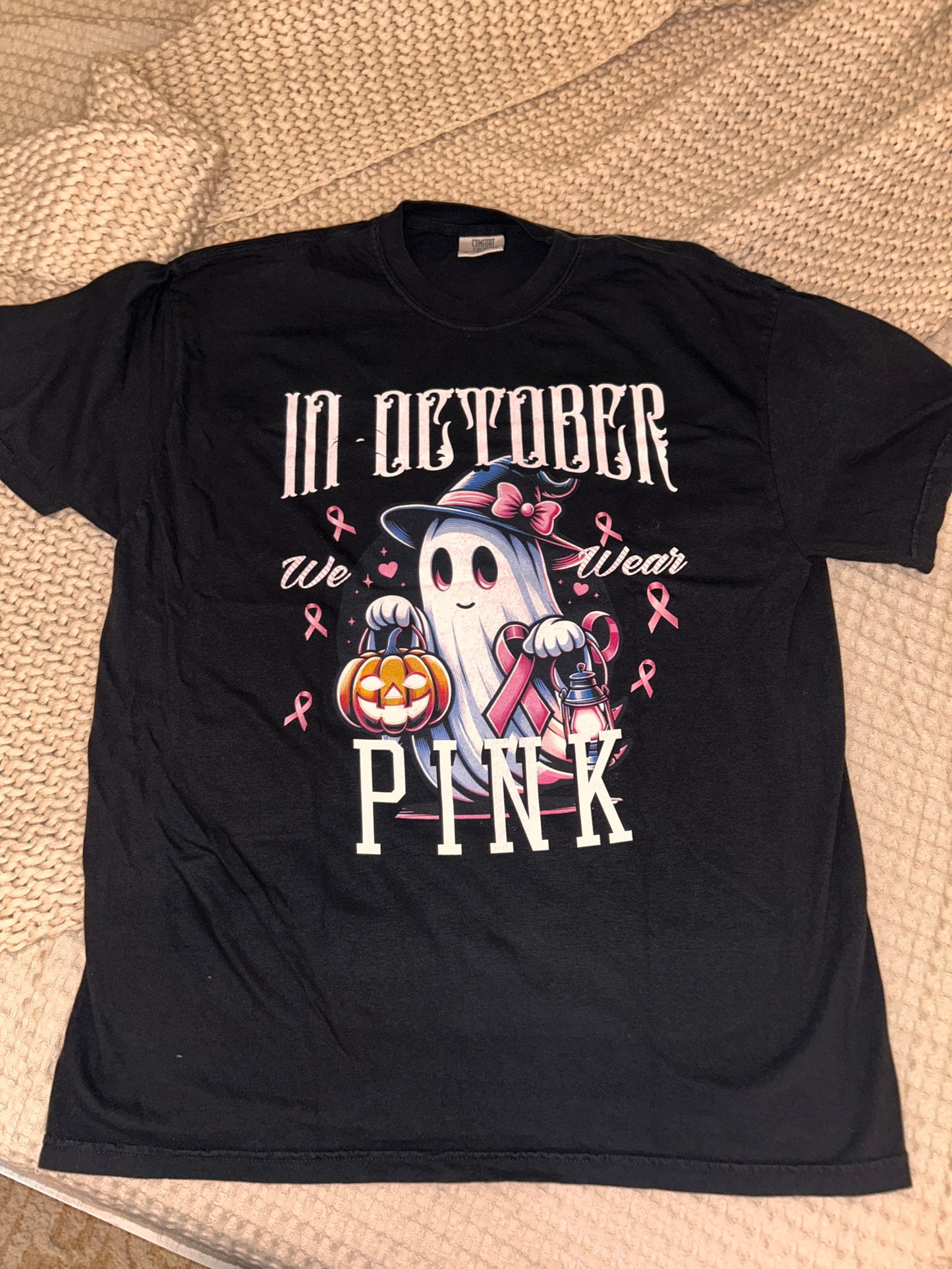 Halloween In October-Inspired Unisex T-shirt with Ghost Design, Spooky Graphic Tee, October Celebration Wear, Pink Ribbon Awareness Apparel, [...]