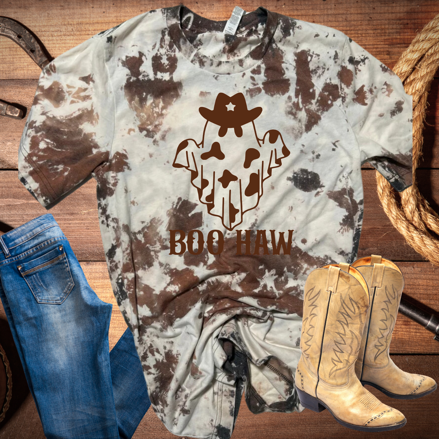 Boo Haw Cowhide oversized tshirt - Martinez Creations