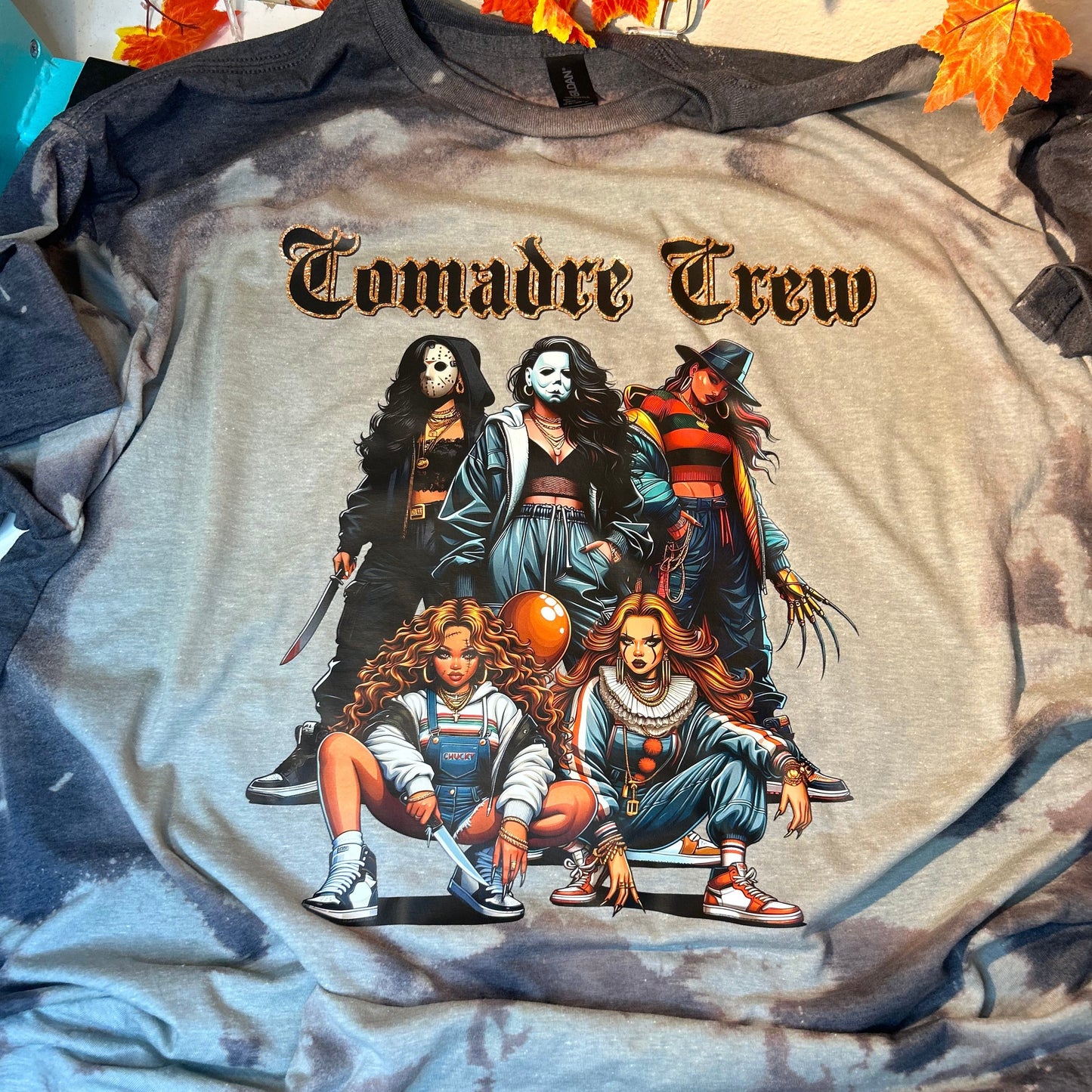 Comadre Crew Halloween Chicana bleached tshirt - Martinez Creations
