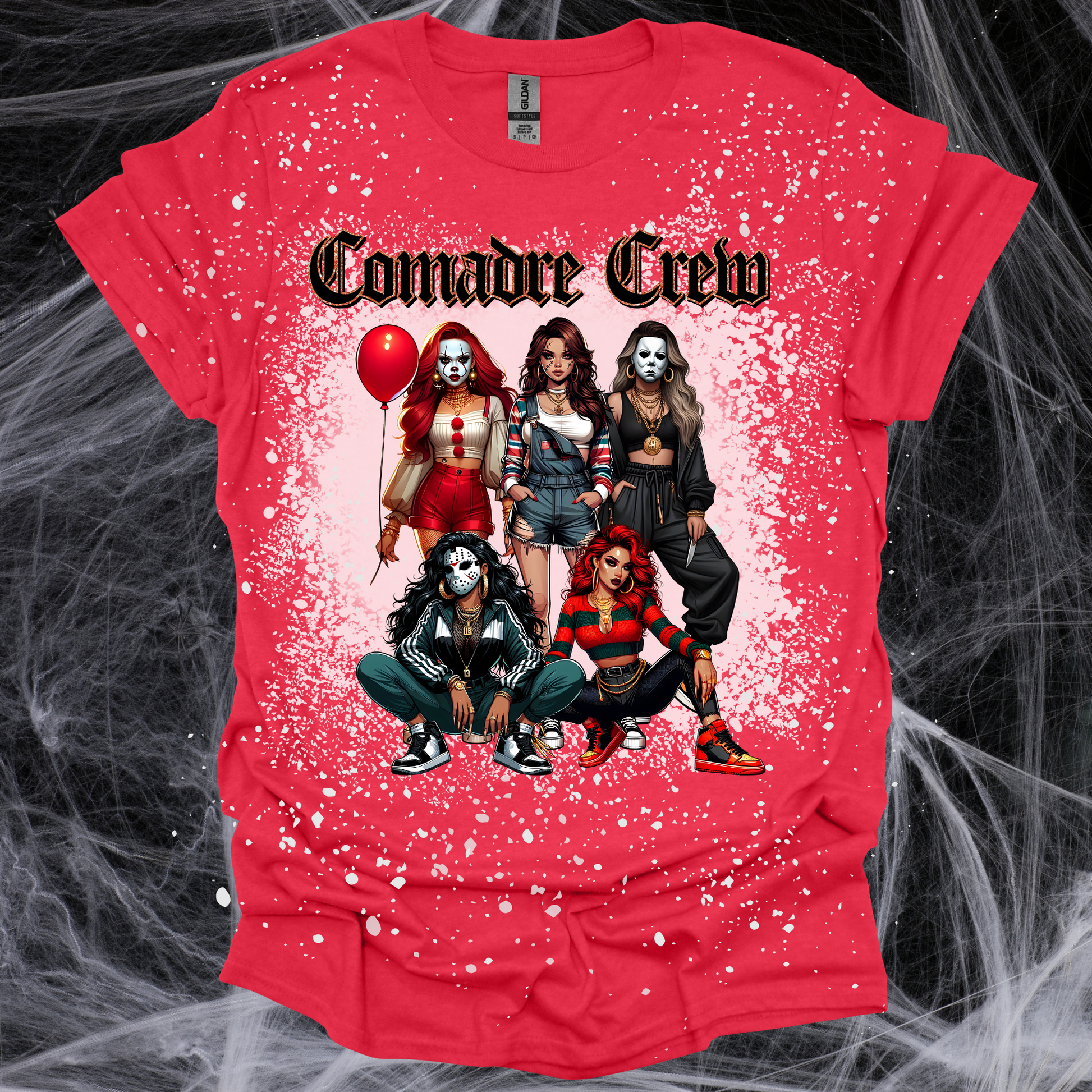 Comadre Crew Halloween Red Chicana Pride bleached tshirt - Martinez Creations