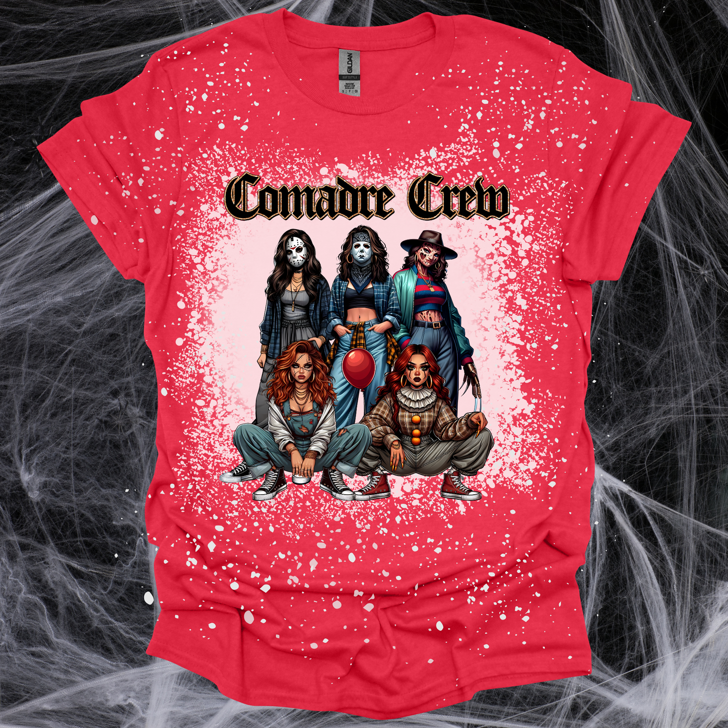 Comadre Crew Halloween Red Chicana bleached tshirt - Martinez Creations