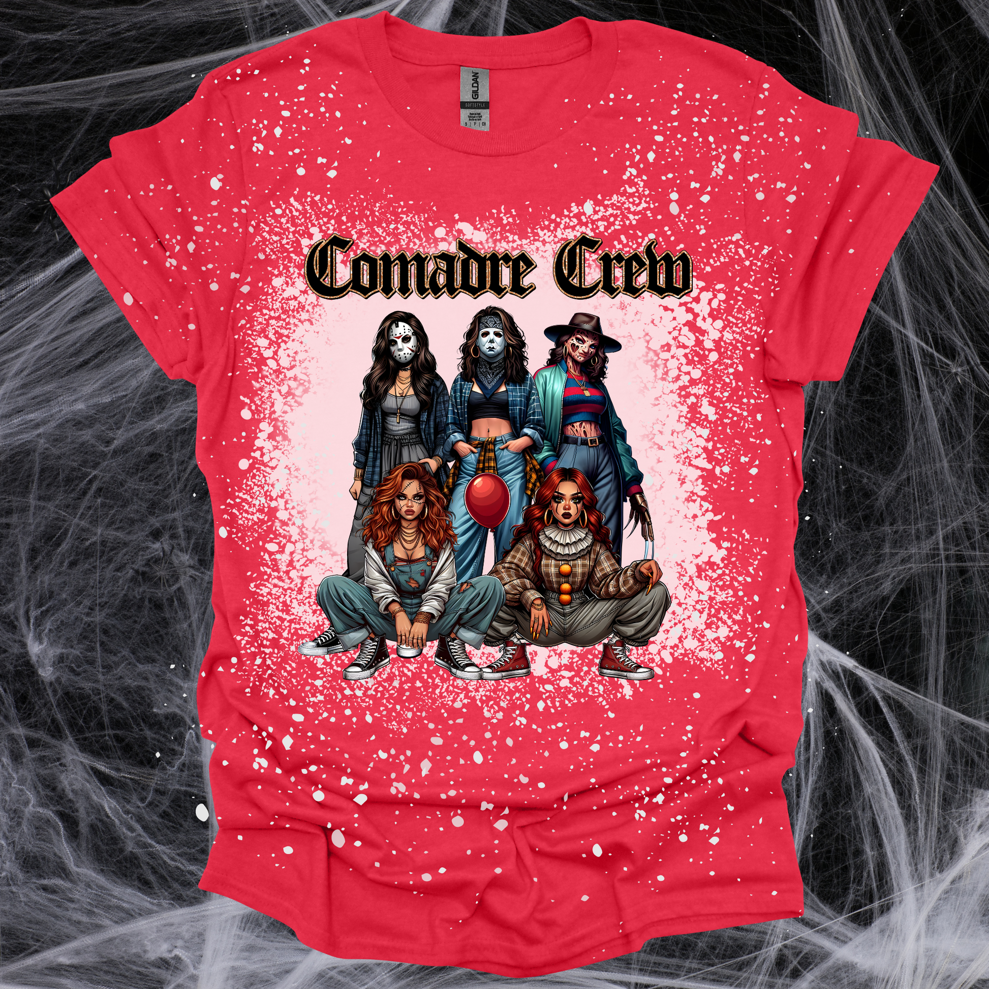 Comadre Crew Halloween Red Chicana bleached tshirt - Martinez Creations