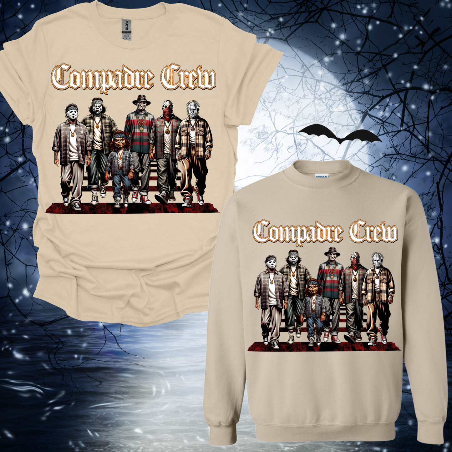 Compadre Crew Chicano Men of Halloween oversized beige tshirt/sweater - Martinez Creations