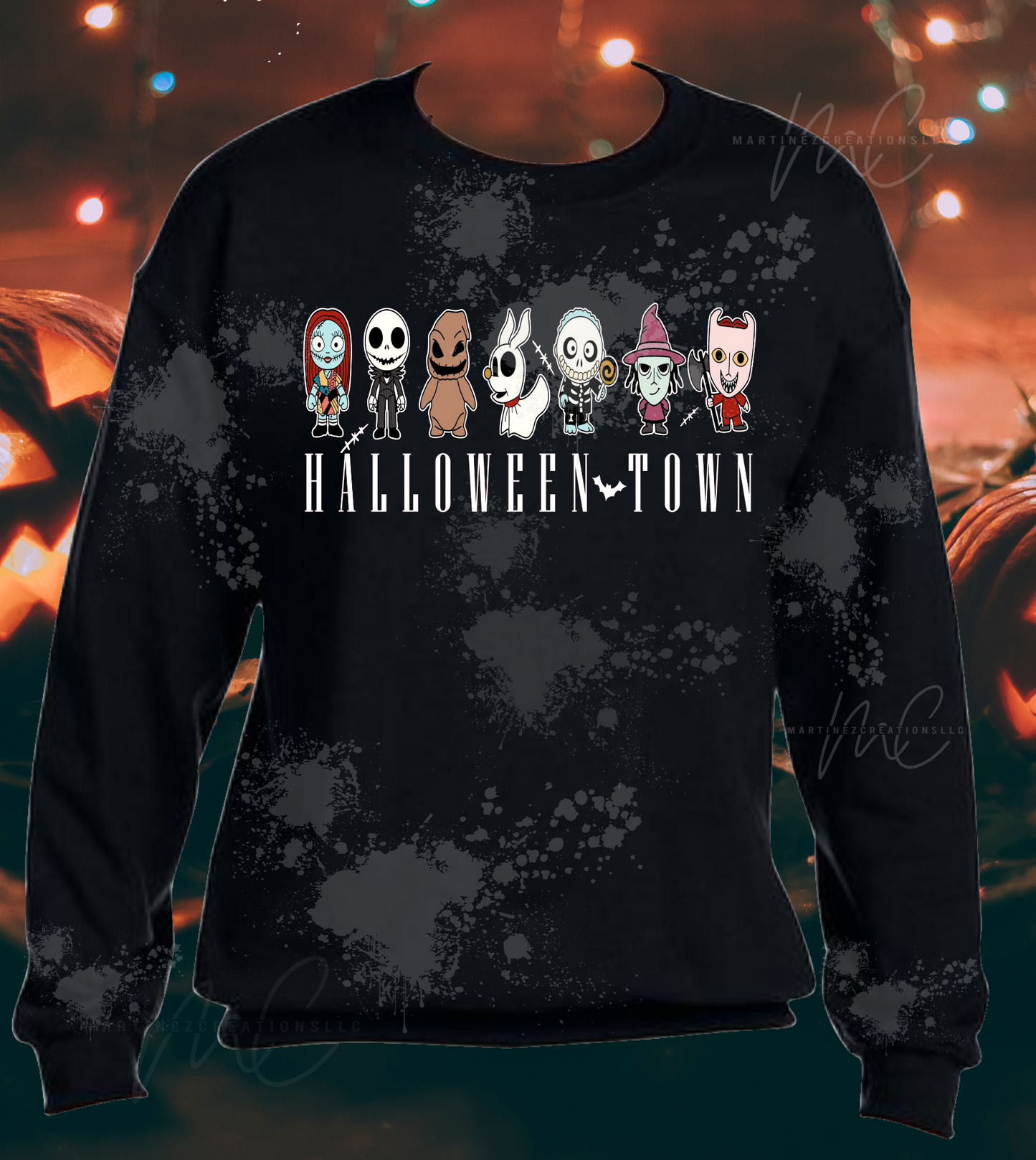 Halloweentown Bleached/Distressed Sweater - Martinez Creations