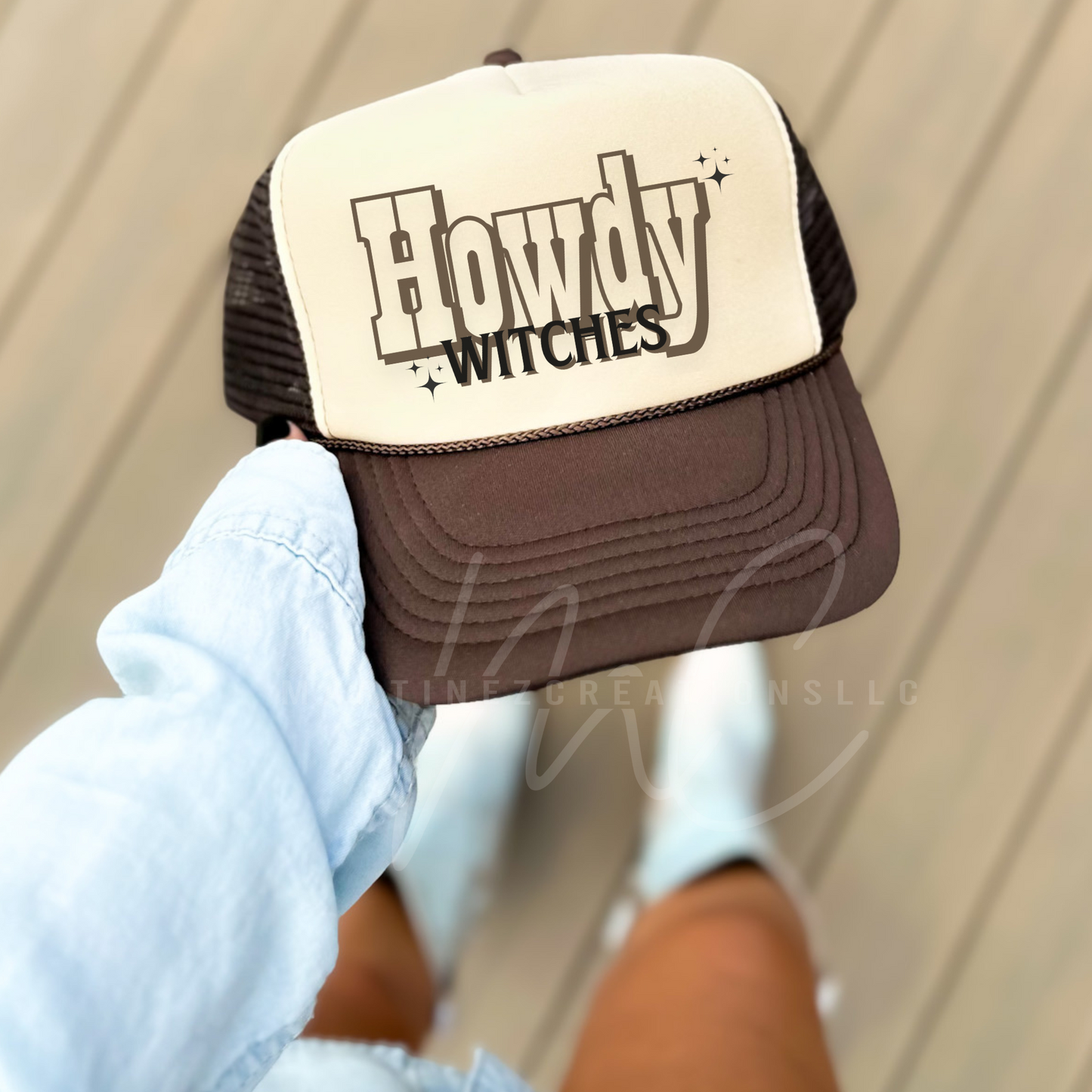 Howdy Witches Brown Trucker Hat - Martinez Creations