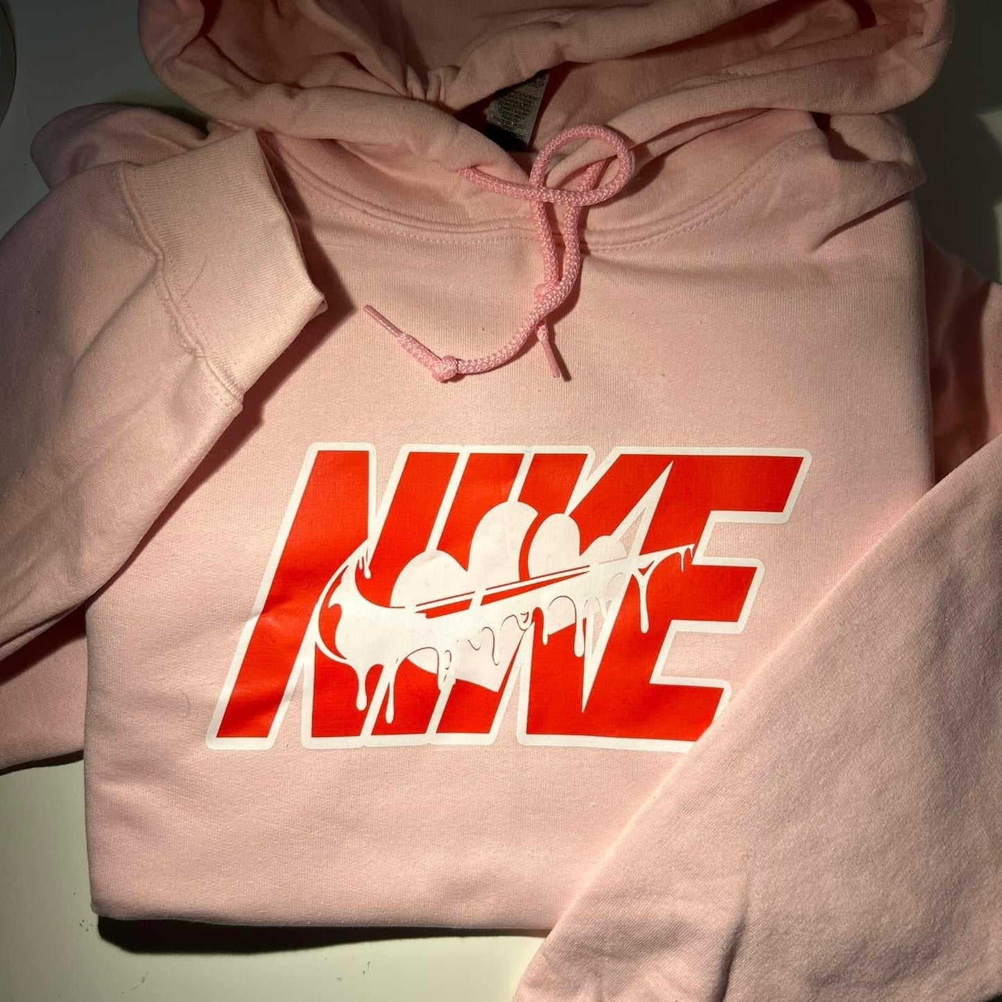 Swoosh Pink Heart Valentine Hoodie - Martinez Creations