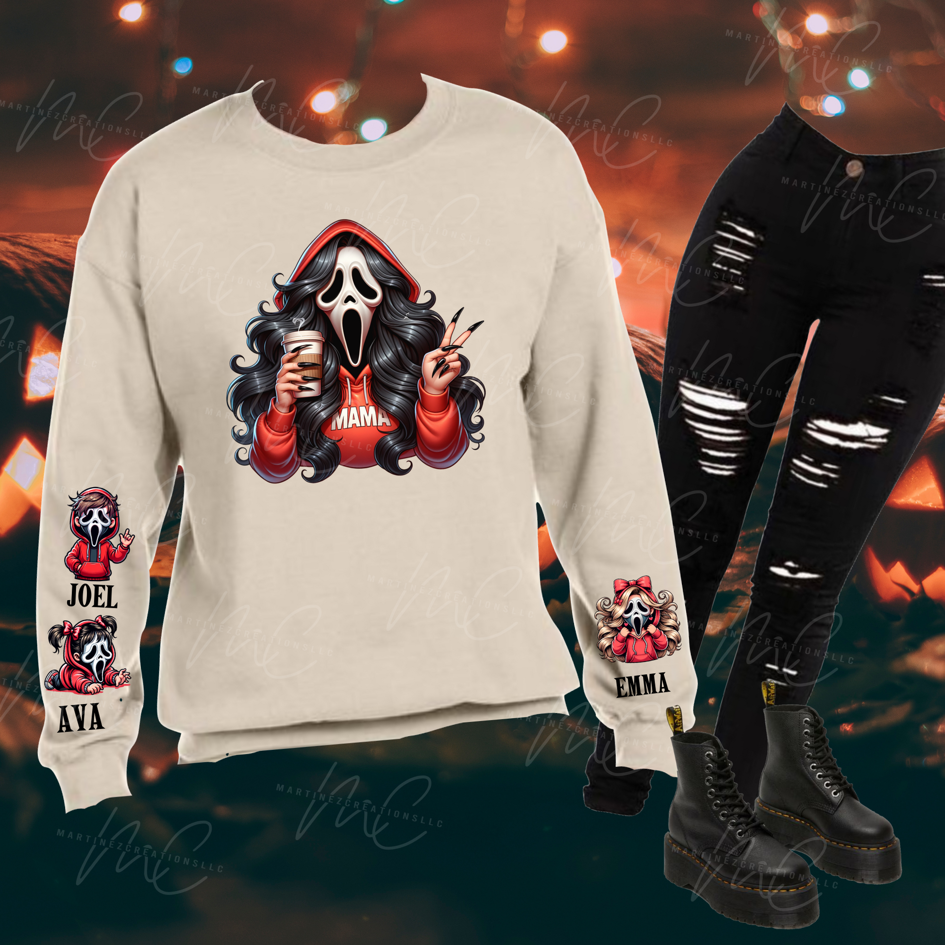 Spooky Mama and Babies oversized sweater - Martinez Creations