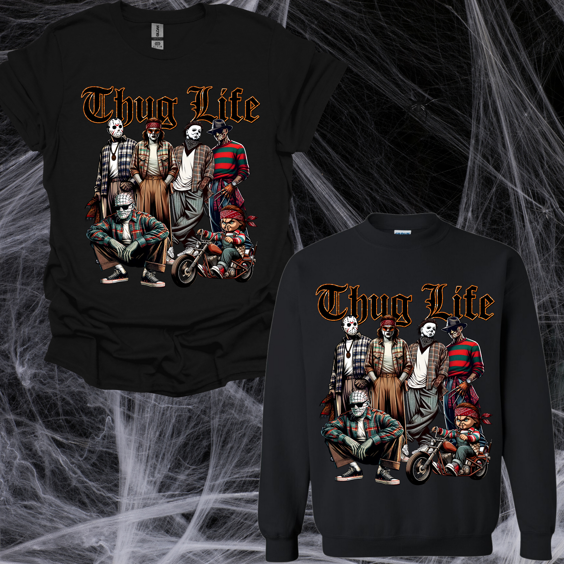 Thug Life Chicano Men of Halloween oversized black tshirt/sweater - Martinez Creations